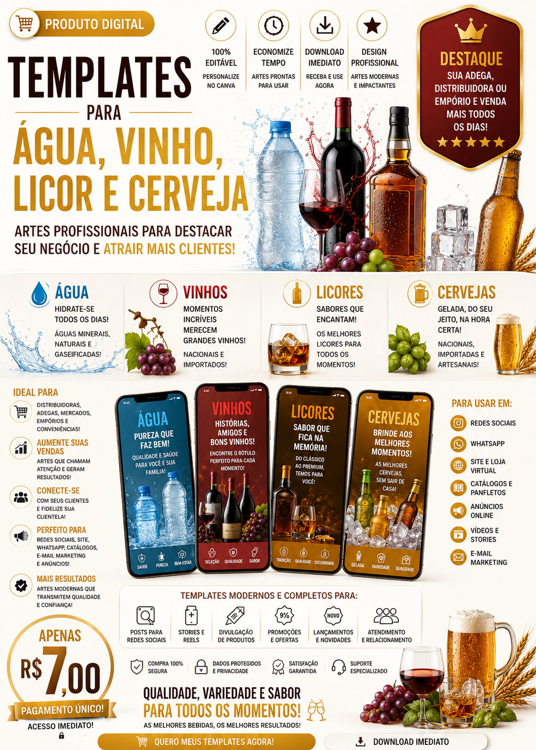 Produtos Agua Vinho Licor Cerveja